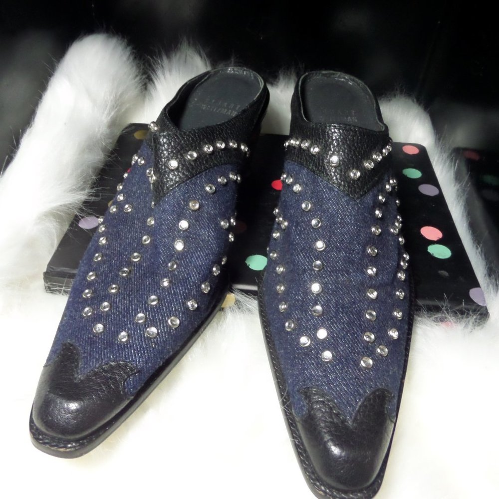 🎉HP🎉 Stuart Weitzman Jeweled Denim Mules